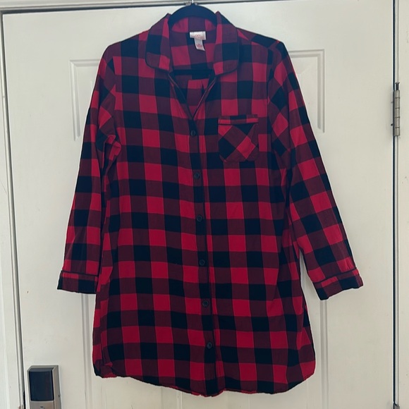Plaid Red Black Pajama Nightgown - Picture 6 of 9